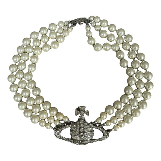 Vivienne Westwood Three Row Pearl Bas Choker